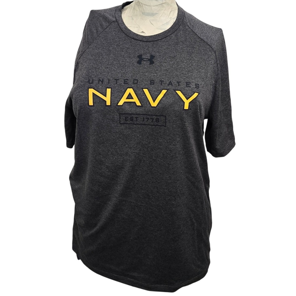 Under Armour US Navy T-Shirt S Grey Tech Loose Fit EST 1775‎ Military PT 2024